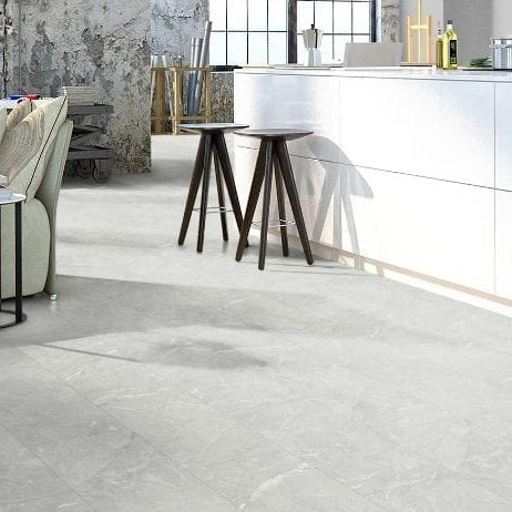 Laminat Fliesen- Stein- und Marmoroptik Offenburg in weiß. Laminatboden bei Vinylshop24. Einfache Verlegung, robust & pflegeleicht.