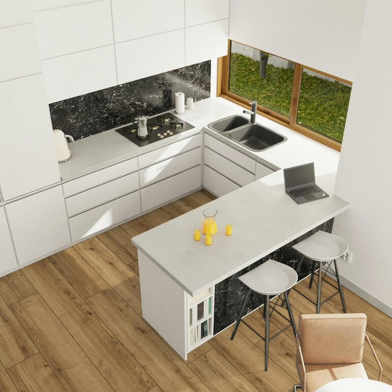 Laminat Eiche Oberstein in Holzoptik Landhausdielen. Veganer Laminatboden bei Vinylshop24. Einfache Verlegung, robust & pflegeleicht.