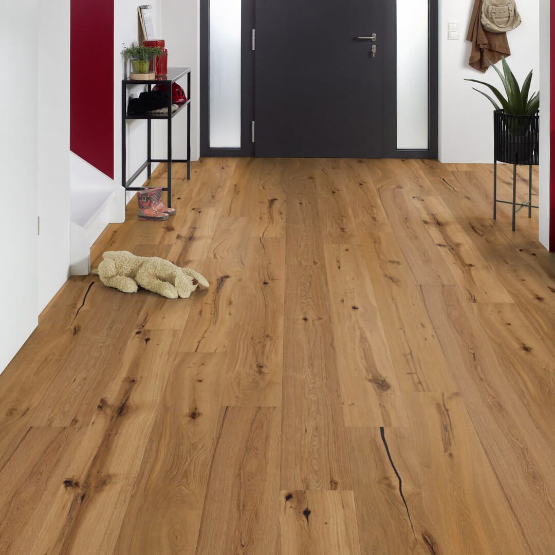 Hochwertiger Parkettboden Emden aus Eiche – Klickparkett und Fertigparkett zum einfachen Verlegen. Robustes Echtholz Parkett mit natürlicher Optik für stilvolle Wohnräume