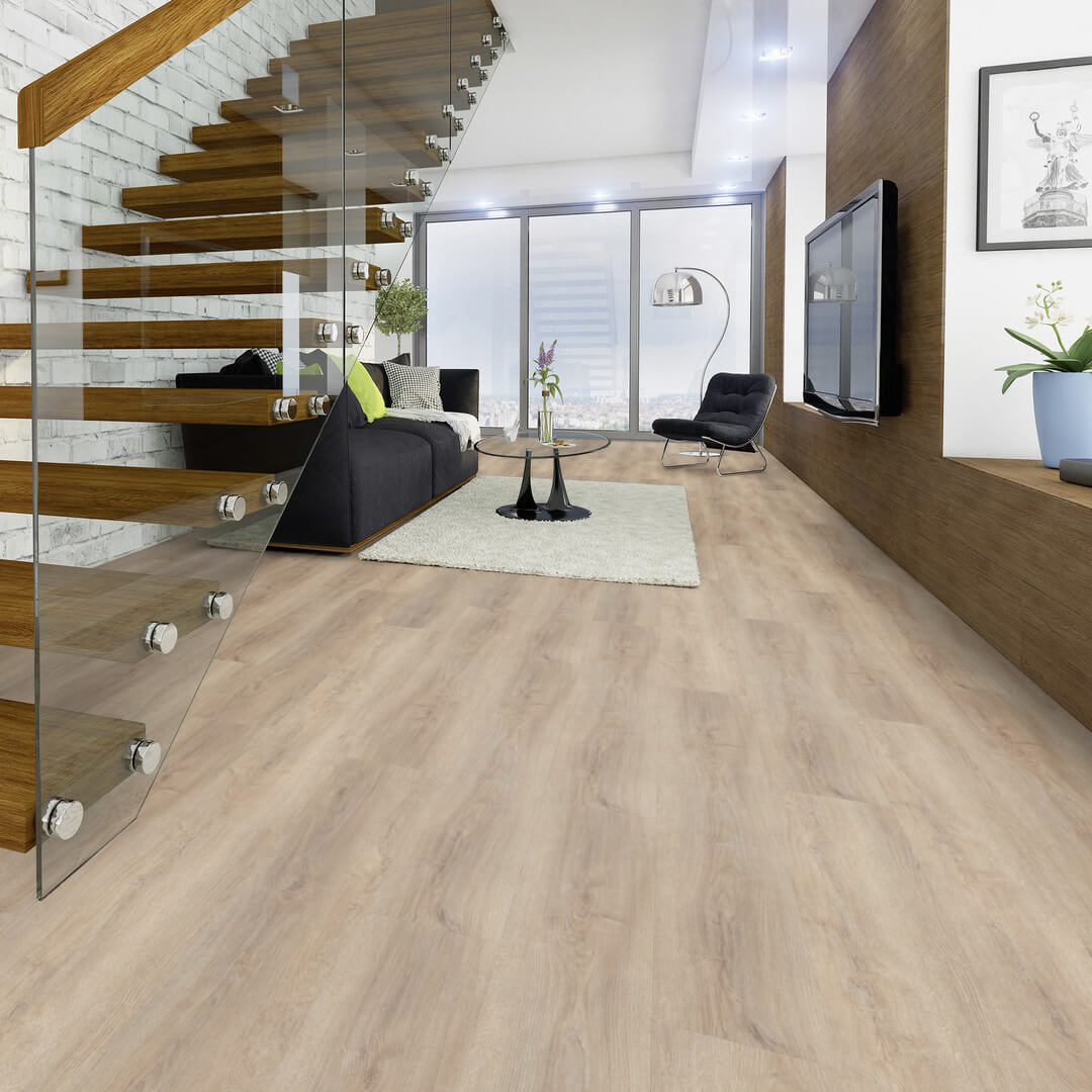 Hochwertiger Klick-Vinylboden Eiche EcoClick Venedig in moderner Landhausdielen Optik – wasserdicht, langlebig und robust - vinylshop24